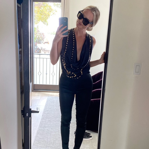 Givenchy Black Silk Gold detail top size 36 (4) - Picture 8 of 11